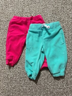 Set of 2 Baby Girl Carter's Fleece Jogger Pants Pink Teal 6 Months Warm Winter